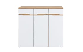 Kommode Clyde, Eiche-Nachbildung/weiß, 120 cm