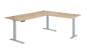 Winkelschreibrisch Clyde, Eiche-Nachbildung/weiß, höhenverstellbar