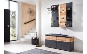 Garderobenbank Lazise, schwarz/Eiche rustico