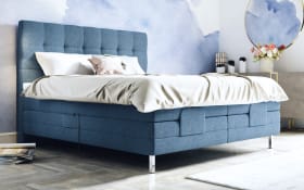 Motor-Boxspringbett Quadra in blau, Matratzen Taschenfederkern, Liegefläche ca. 180 x 200 cm