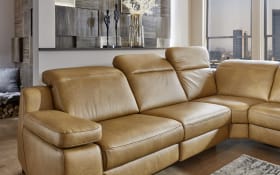 Leder Wohnlandschaft HU-RL16013, gelb, inkl. Kopfteilverstelungen