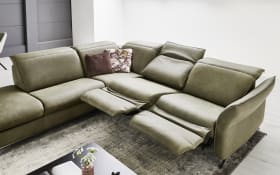 Leder Wohnlandschaft HU-RL17008, olive, inkl. Funktionen