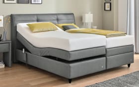 Motor-Boxspringbett Minerva, Leatherlook grau, 180 x 200 cm, Härtegrad 2 und 3