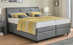 Motor-Boxspringbett Minerva, Leatherlook grau, 180 x 200 cm, Härtegrad 2 und 3