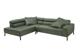 Leder Wohnlandschaft Callisto, olive, inkl. Kopfteilverstellungen