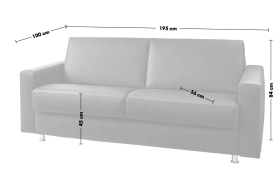 Leder-Schlafsofa Messina in schwarz mit Chromfüßen