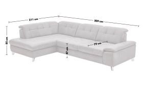 Leder Wohnlandschaft PN-IN18012, grau, inkl. Funktionen
