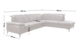 Leder Wohnlandschaft PN-EM20091, grau, inkl. Kopfteilverstellungen