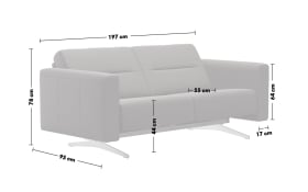 Leder Wohnlandschaft Stella (M), grau