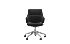 Leder Bürosessel Home-Office Mint, niedriger Rücken, Batick black