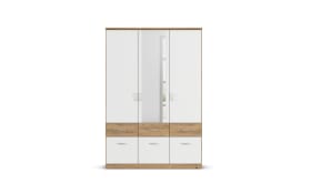 Drehtürenschrank Bremen Extra, weiß/Eiche-Nachbildung, 136 x 199 cm
