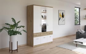 Drehtürenschrank Bremen Extra, weiß/Eiche-Nachbildung, 136 x 199 cm