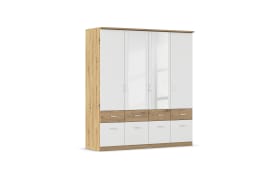 Drehtürenschrank Bremen Extra, weiß/Eiche-Nachbildung, 181 x 199 cm