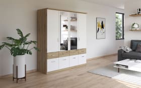 Drehtürenschrank Bremen Extra, weiß/Eiche-Nachbildung, 181 x 199 cm