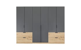 Drehtürenschrank Quadra Spin, Eiche Artisan-Nachbildung/graphit, 271 x 210 cm