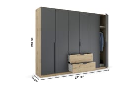 Drehtürenschrank Quadra Spin, Eiche Artisan-Nachbildung/graphit, 271 x 210 cm