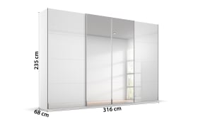 Synchron-Schwebetürenschrank Saligo, weiß, 316 x 235 cm