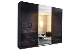 Schwebetürenschrank Kulmbach, Glas basalt, 271 x 229 cm