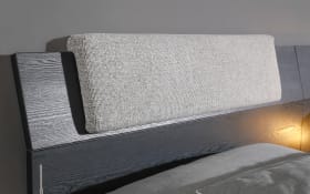 Bett Jumex, seidengrau/Black oak, 120 x 200cm, mit Polsterkopfteil und Nachttisch