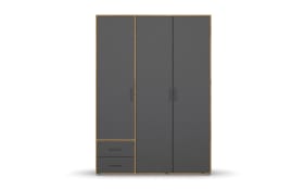 Drehtürenschrank Voyager, grau, 140 x 194 cm, inkl. 2 Schubkästen