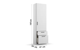 Drehtürenschrank 33Q0 Allrounder, alpinweiß, 45 x 197 cm
