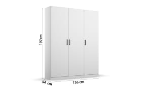 Drehtürenschrank 3732 Allrounder, alpinweiß, 136 x 197 cm