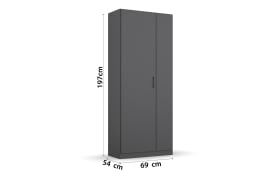 Drehtürenschrank 3D09 Allrounder, grau, 69 x 197 cm 