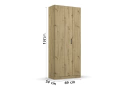 Drehtürenschrank 3D09 Allrounder, Eiche Artisan Nachbildung, 69 x 197 cm 