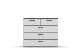 Kommode Allrounder, grau metallic/alpinweiß, 2 schmale und 3 breite Schubkästen