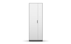 Drehtürenschrank Allrounder, grau metallic/alpinweiß, linke Tür breit, rechte Tür schmal, 4 Böden