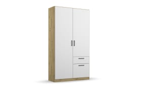 Drehtürenschrank Allrounder, Eiche Artisan Nachbildung/alpinweiß, 2-türig, 2 Schubkästen