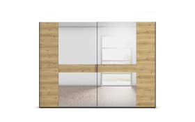Schwebetürenschrank Ventura, Asteiche Nachbildung/schwarz, 301 x 223 cm