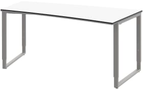 Schreibtisch Objekt Plus, weiß matt, rechts, Fuß alufarbig