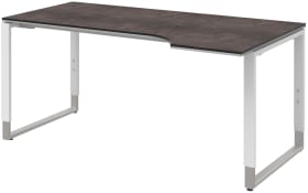 Schreibtisch Objekt Plus, weiß/quarzitfarbig, rechts, Füße weiß/alu