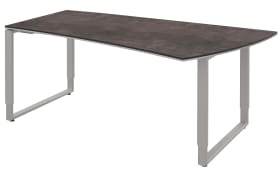 Schreibtisch Objekt Plus, weiß/quarzitfarbig, rechts, Füße alufarben, ca. 180 cm