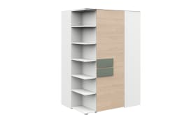 Eckkleiderschrank clip, weiß/sandfarbig, inkl. LED Beleuchtung