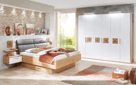 Schlafzimmer Cena, Wildeiche Furnier/Lack weiß, 140 x 200 cm,  Schrank 269 x 229 cm