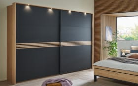 Schlafzimmer Cabrillo, basalt/Balkeneiche furniert, 180 x 200 cm, Schrank 270 x 230 cm