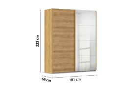 Schwebetürenschrank Cherie, Asteiche-Nachbildung, 181 x 223 cm