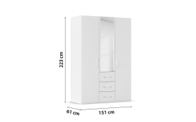 Drehtürenkleiderschrank Cherie, weiß, 151 x 223 cm