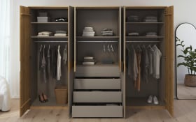 Drehtüreschrank Maleta, Asteiche teilmassiv/fango, 301 x 223 cm