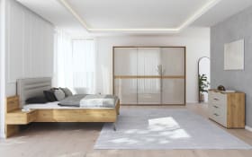 Bettanlage Ajana Scale Sleep, grau/Asteiche-Nachbildung, 180 x 200 cm