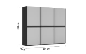 Schwebetürenschrank Ajana, grau/schwarz, 271 x 223 cm
