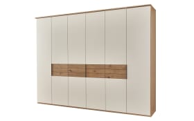Schlafzimmer Maruna, Eiche Barriqie Furnier, Absetzung in anthrazit, 180 x 200 cm, Schrank 300 x 229 cm