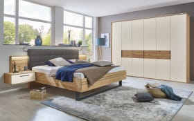 Schlafzimmer Maruna, Eiche Barriqie Furnier, Absetzung in anthrazit, 180 x 200 cm, Schrank 300 x 229 cm