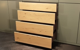 Drehtürenkleiderschrank Silea-S, hellgrün/Asteiche, 273,2 x 234,9 cm, inkl. Push-to-Open Funktion