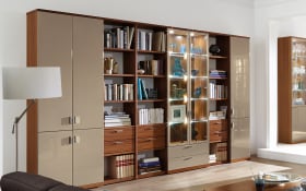 Wohnwand Kira System, Nussbaum/cashmere, inkl. Softclose Funktion