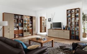Wohnwand Kira System, Nussbaum/cashmere, inkl. Softclose Funktion