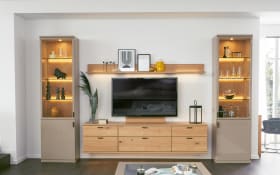 Wohnwand Kira System, Asteiche/grau, inkl. Softclose Funktion