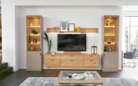 Wohnwand Kira System, Asteiche/grau, inkl. Softclose Funktion